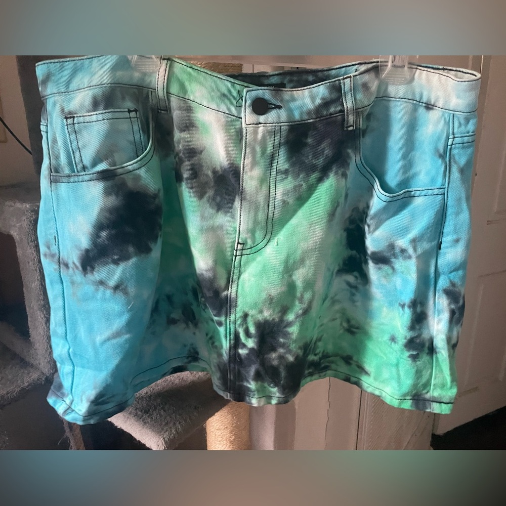 New without tags, Poster Girl denim, tie-dye mini skirt